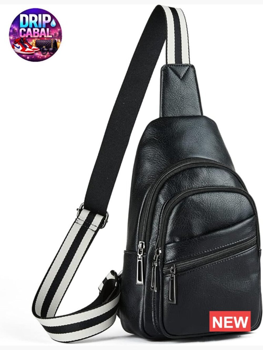 Vegan PU Leather Sling Bag Crossbody with Adjustable Strap Anti-Theft Pockets